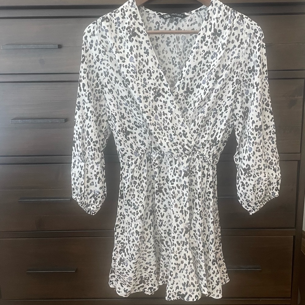 White Leopard Print Zara Dress